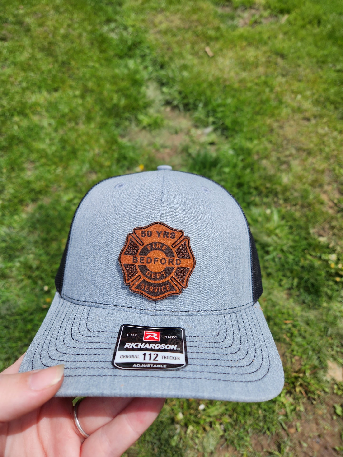 Custom Leather Hat Patches on New Richardson 112 Trucker Hats