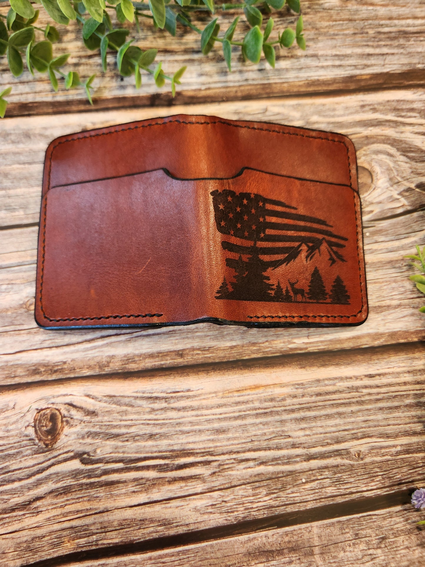 Minimalist Leather Bifold Wallet – Handmade Full Grain Leather Billfold