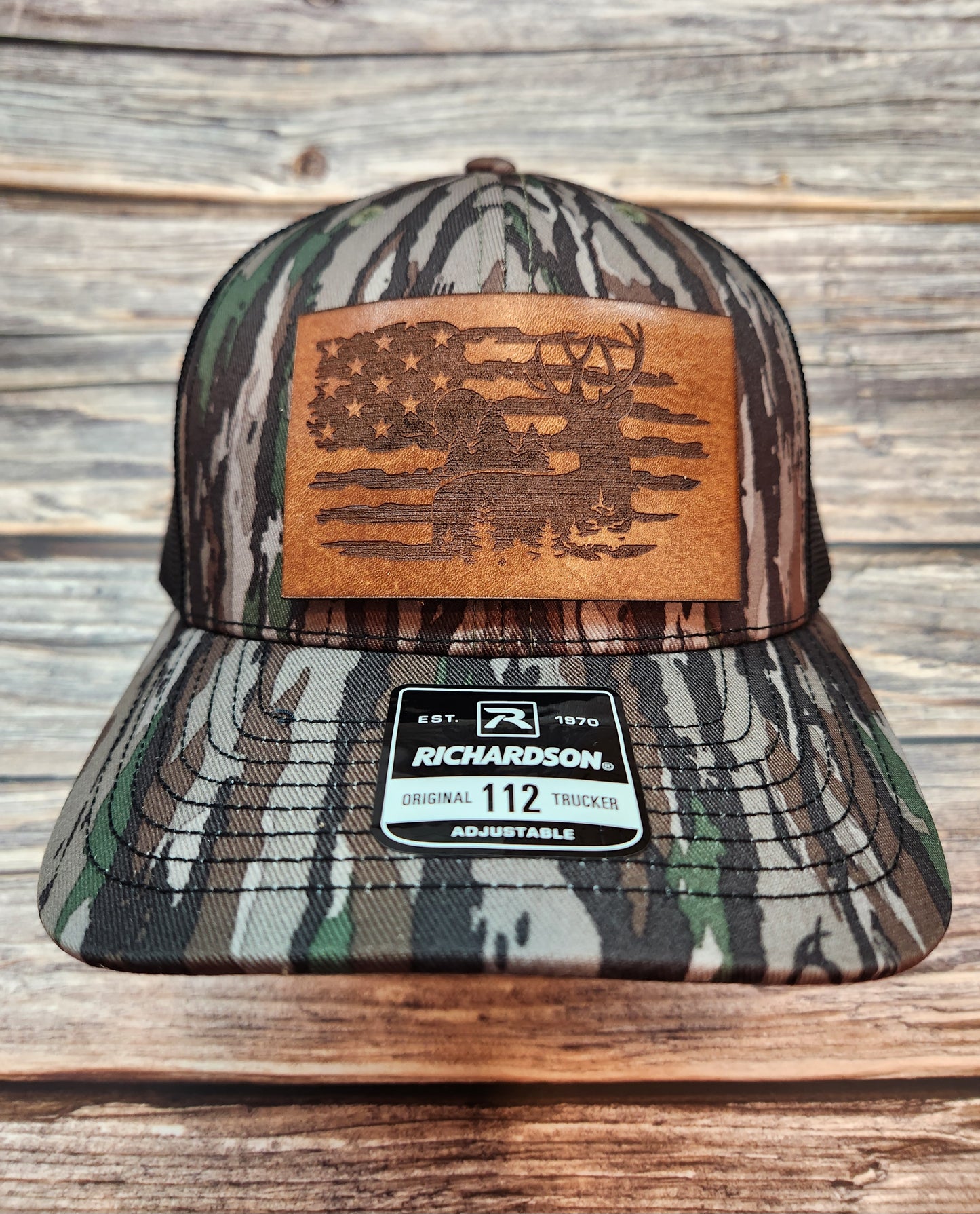 Custom Leather Hat Patches on New Richardson 112 Trucker Hats