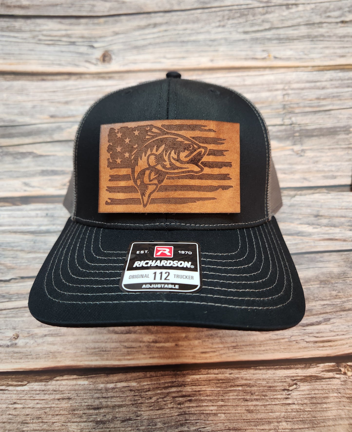 Custom Leather Hat Patches on New Richardson 112 Trucker Hats
