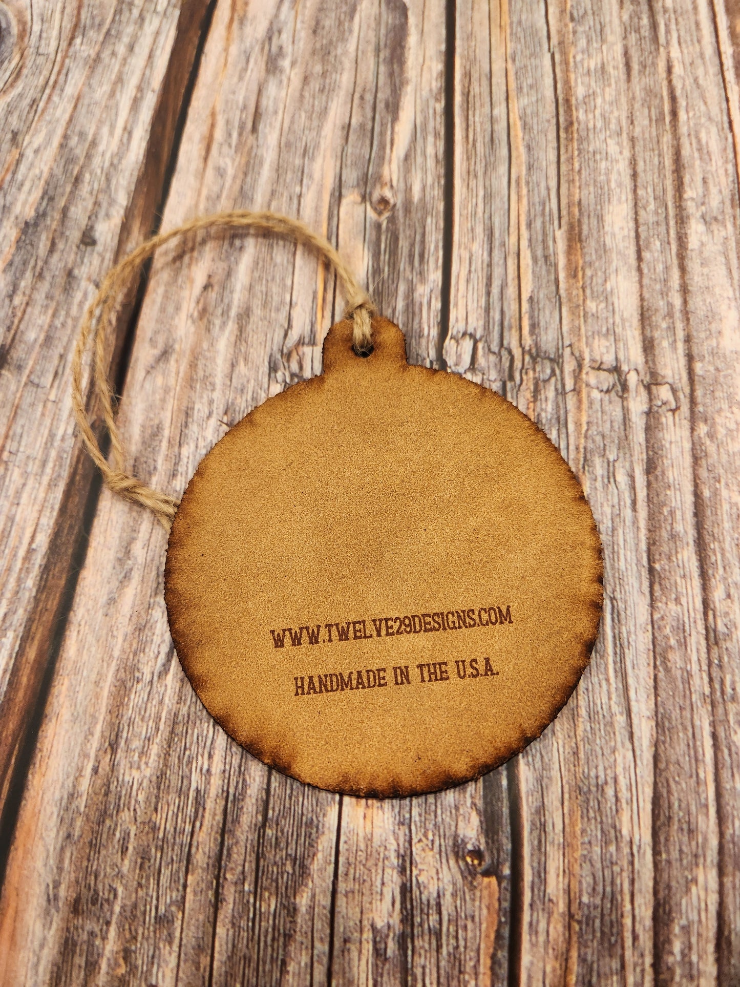 Personalized Full-Grain American Leather “Baby’s First Christmas” Ornament | Custom Name & Year | Heirloom Keepsake | Handmade in the USA