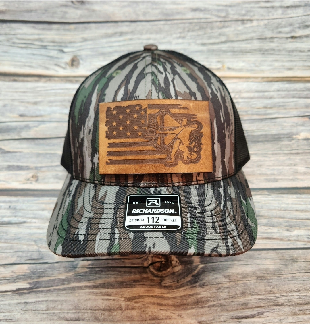 Custom Leather Hat Patches on New Richardson 112 Trucker Hats