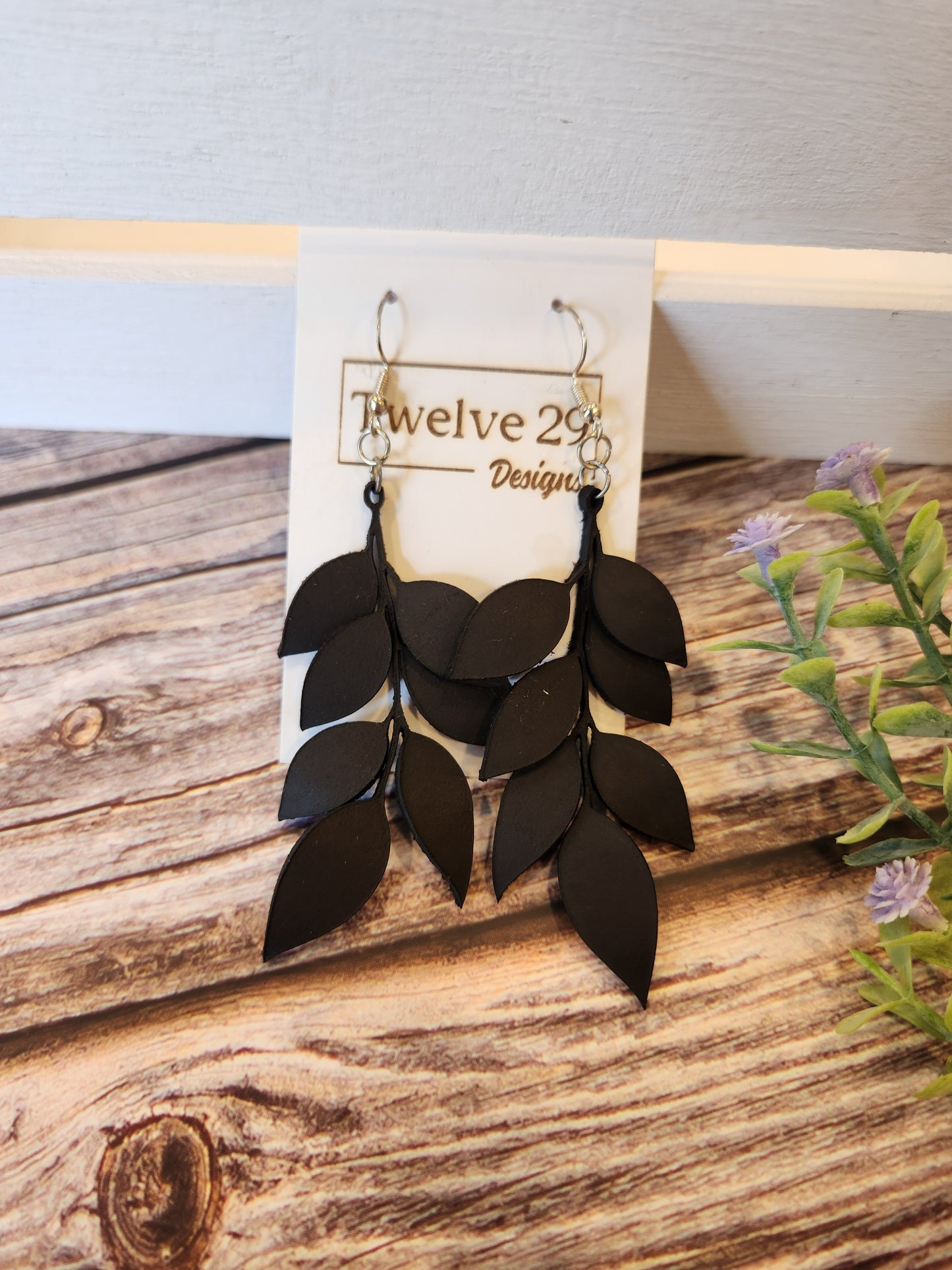 Full-Grain American Leather Boho Inspired Dangle Leaf Earrings | Handmade in the USA