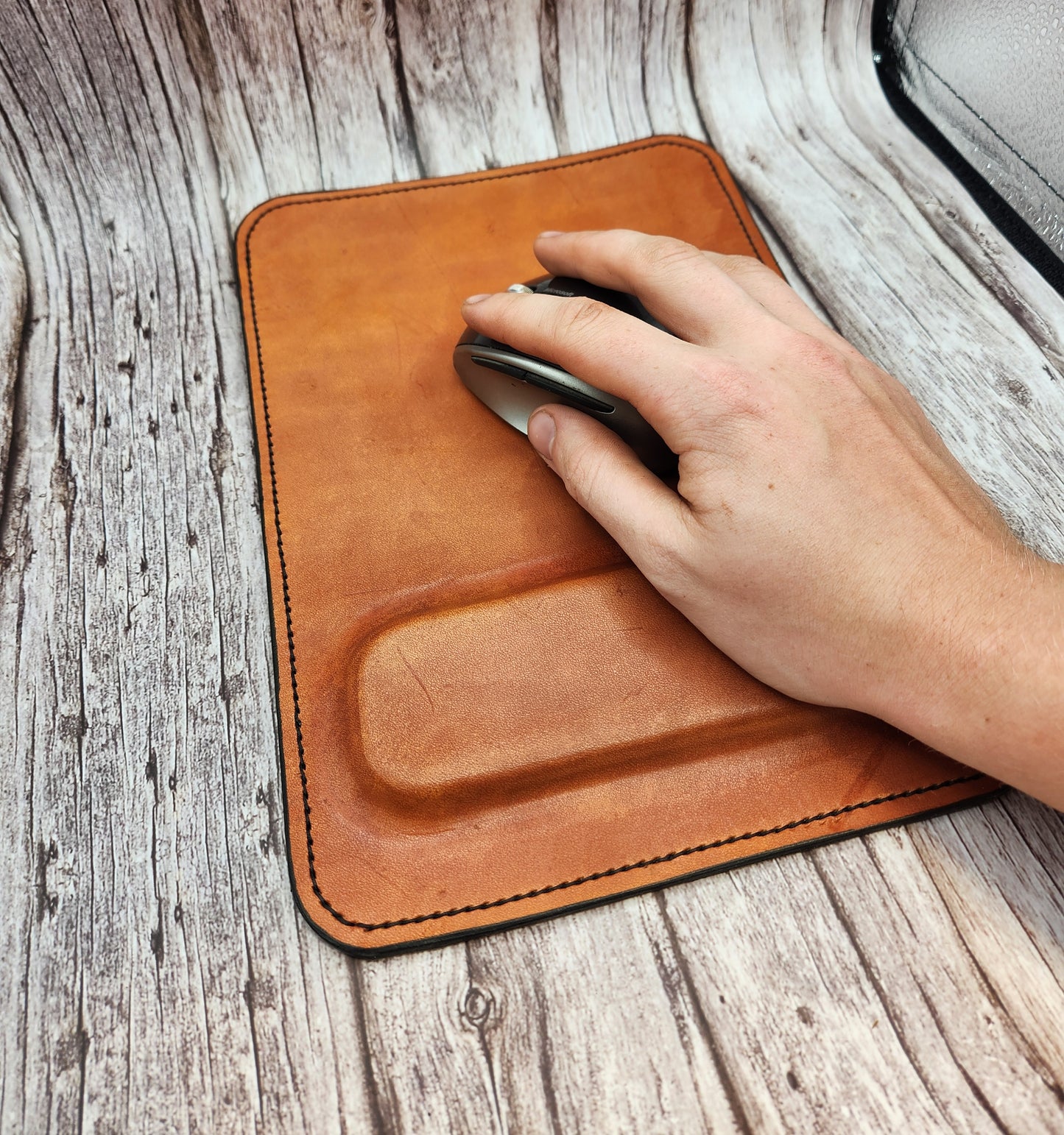 Full-Grain American Leather Mouse Pad With Built-in Anti-Fatigue Rest | Handmade in the USA