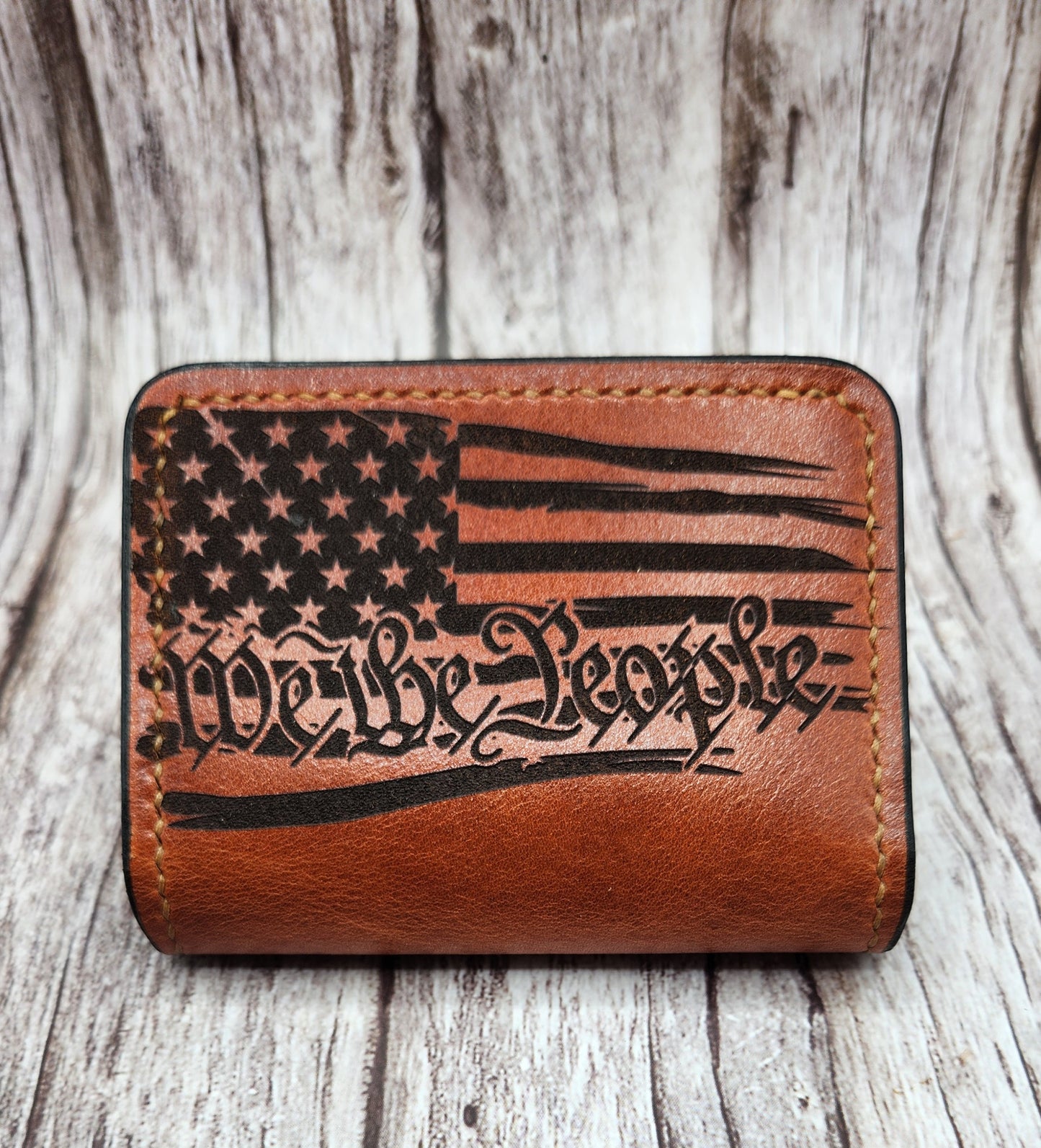Handmade Full-Grain American Leather Wallet | Personalized Laser Engraving Options And Patriotic Designs | Handmade in the USA