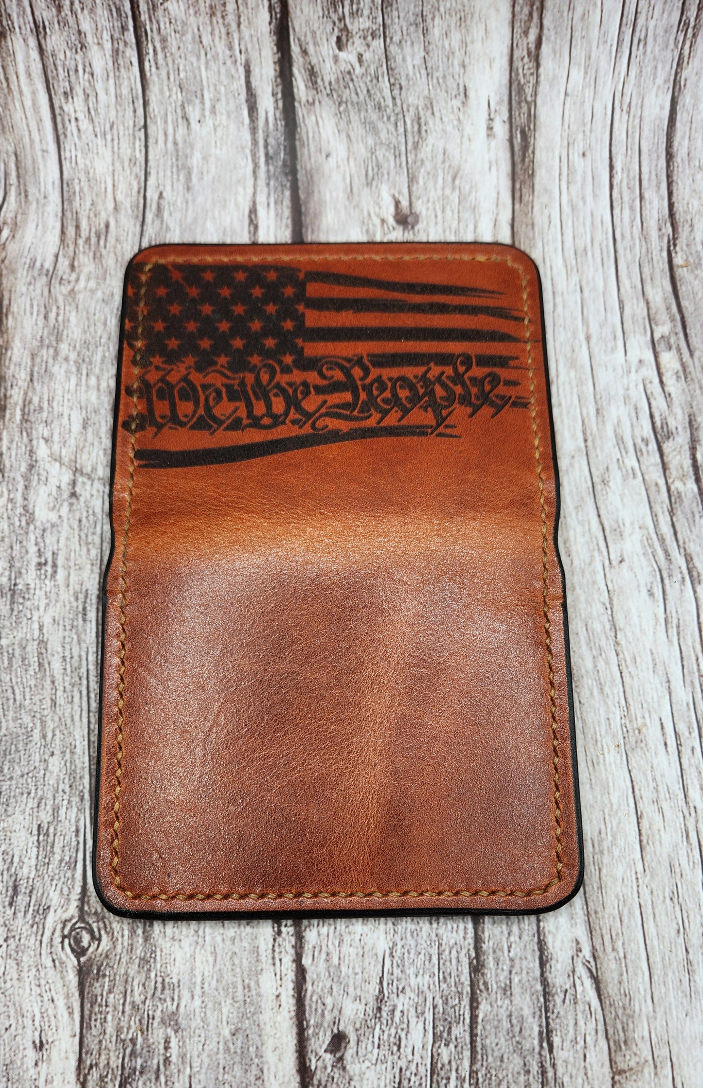 Handmade Full-Grain American Leather Wallet | Personalized Laser Engraving Options And Patriotic Designs | Handmade in the USA
