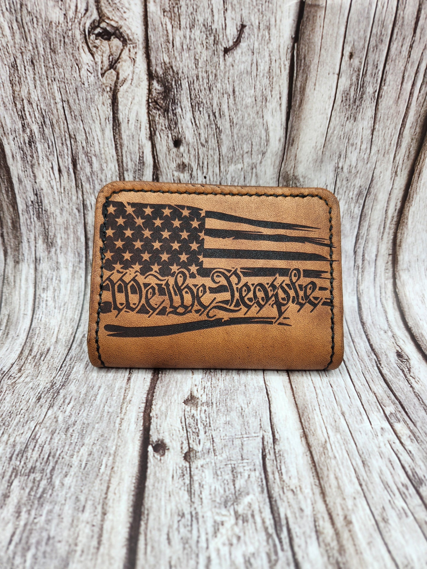 Handmade Full-Grain American Leather Wallet | Personalized Laser Engraving Options And Patriotic Designs | Handmade in the USA