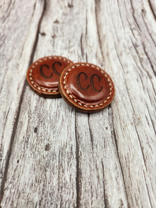 Personalized Leather Magnetic Golf Ball Marker – Custom Engraved Full Grain Leather – Handmade Golf Gift for Him or Dad