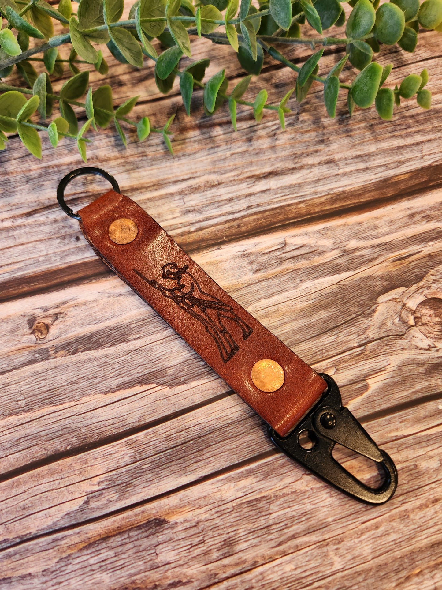 Leather Key Chain with Clip and Ring
