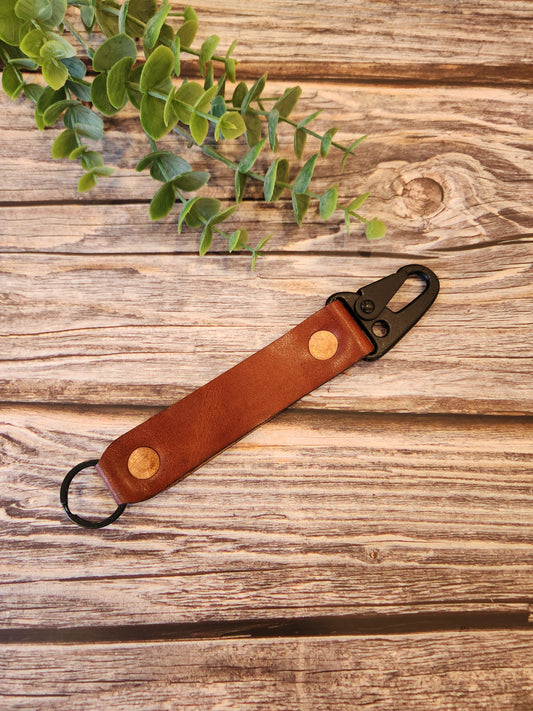 Leather Key Chain with Clip and Ring