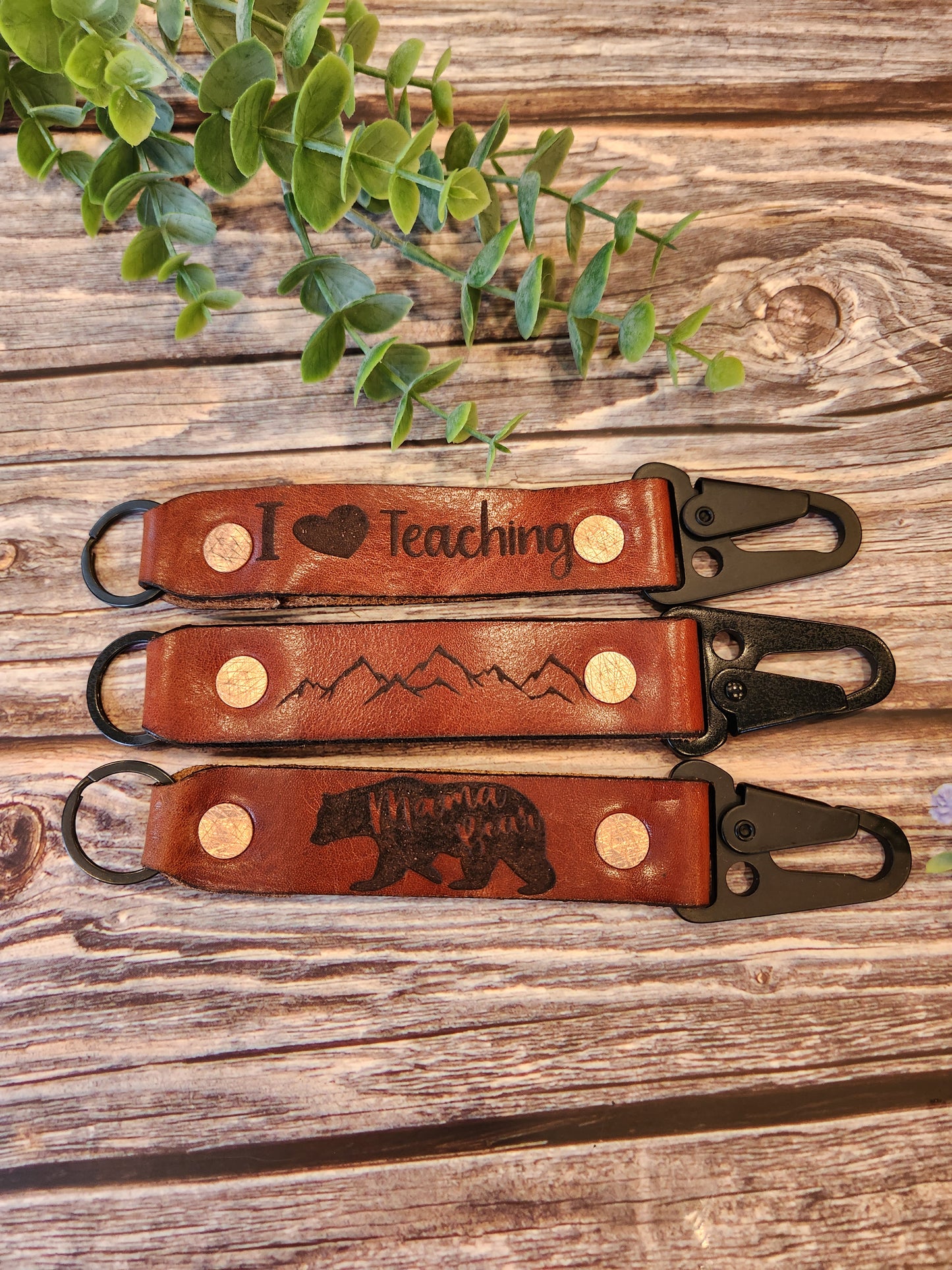 Leather Key Chain with Clip and Ring