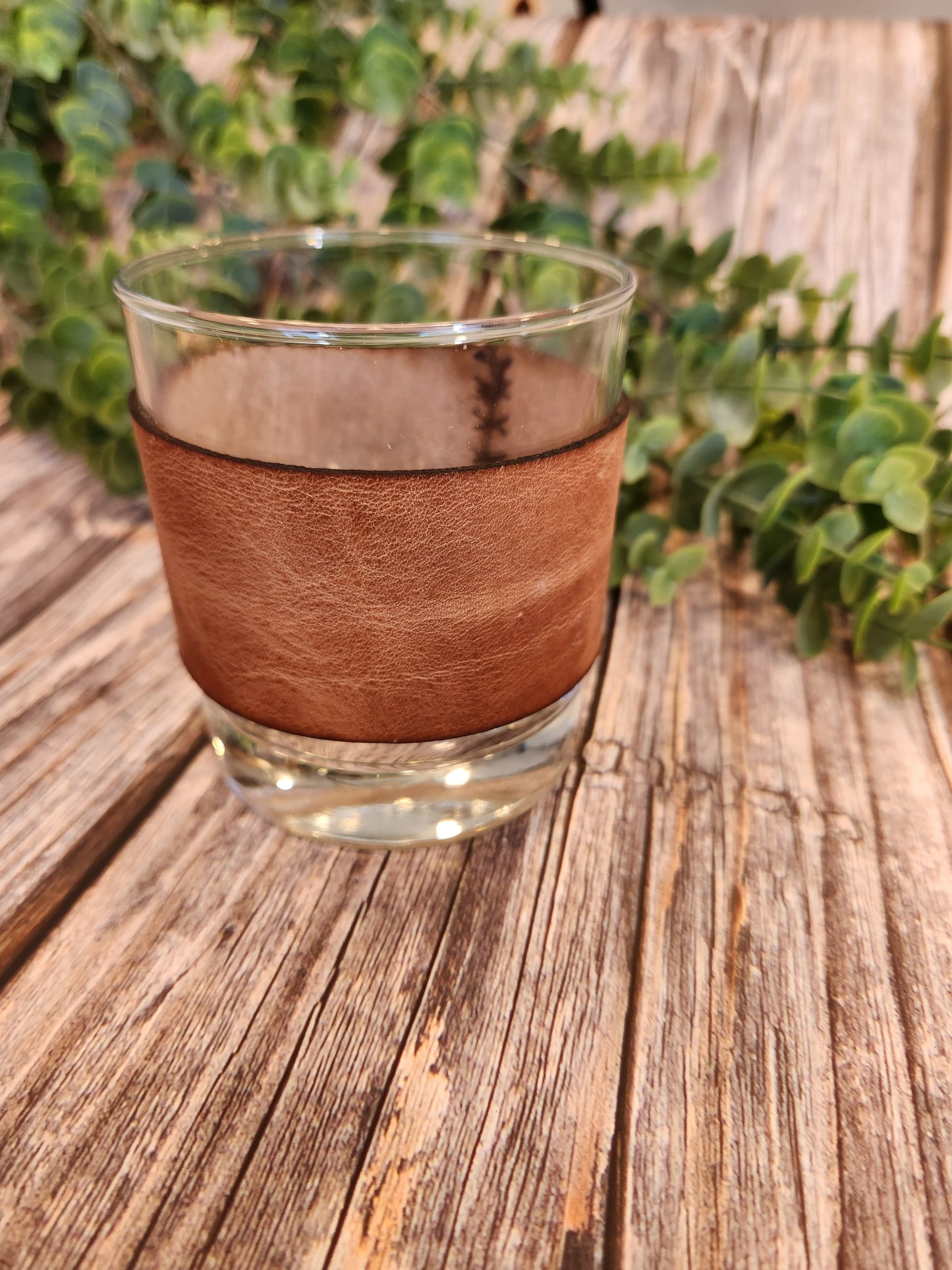 Handcrafted Full-Grain American Leather Rocks Glass Sleeve | Includes 10oz Glass | Custom Laser Engraved | Heirloom Quality Barware