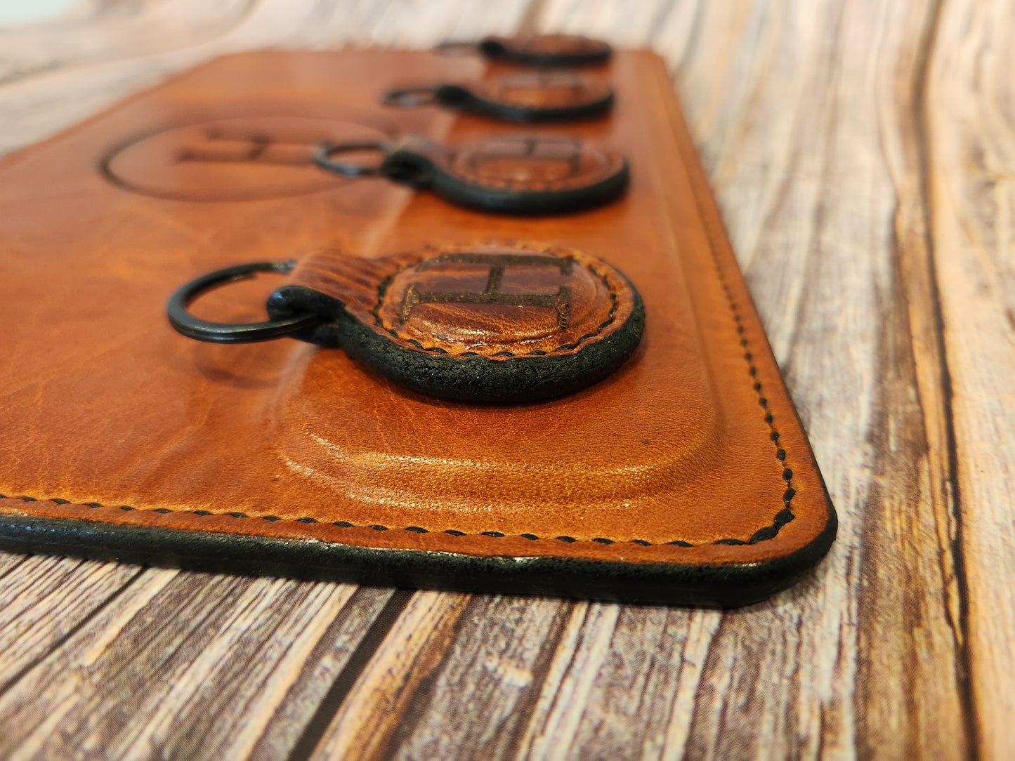 Personalized Full-Grain American Leather, Magnetic Key Station Custom Engraved | Handmade in the USA