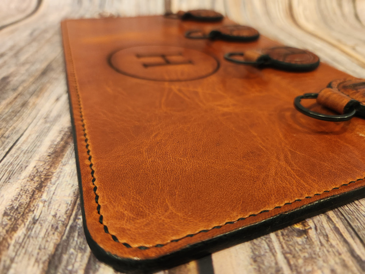 Personalized Full-Grain American Leather, Magnetic Key Station Custom Engraved | Handmade in the USA