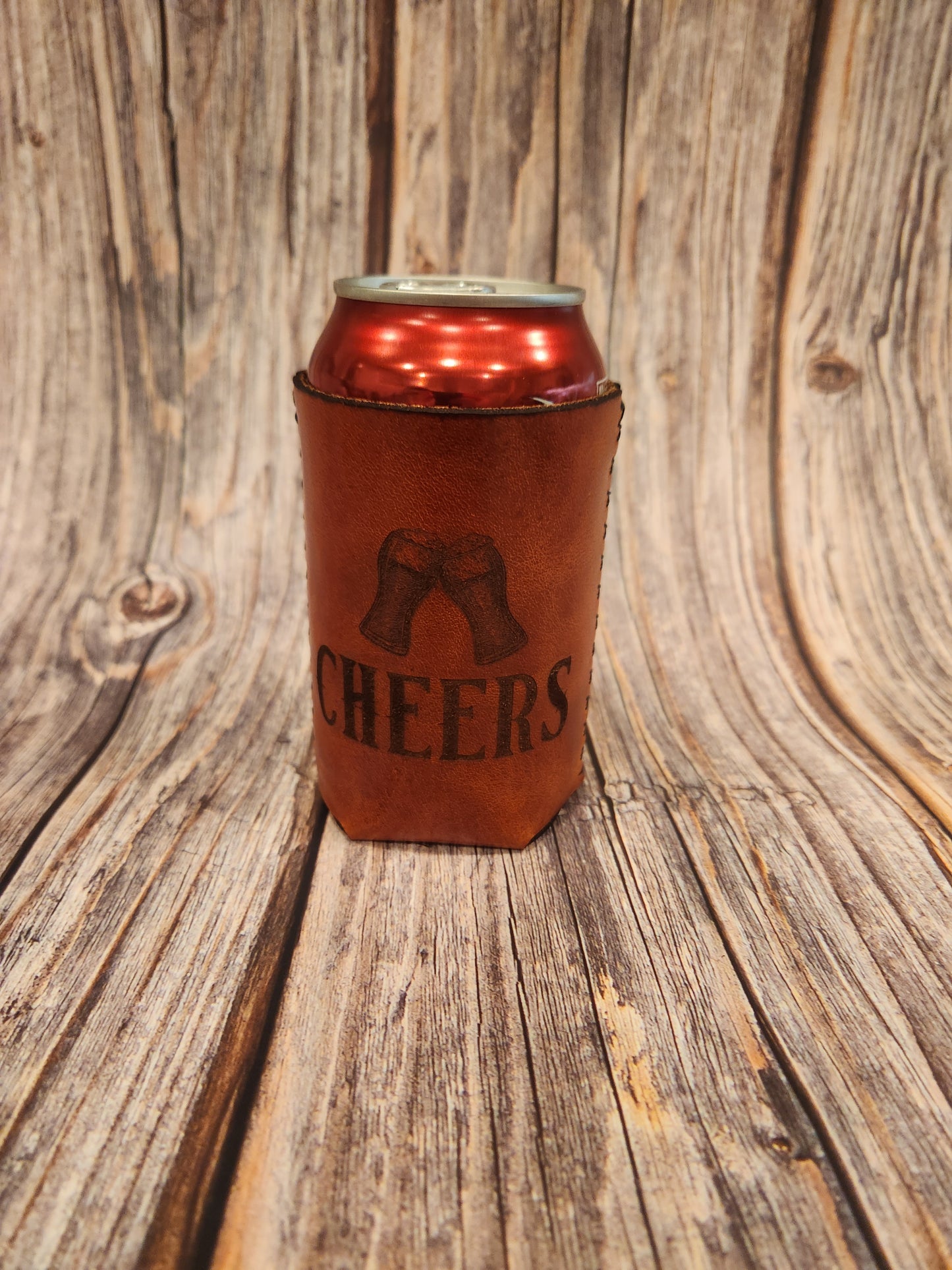 Personalized Full-Grain American Leather Drink Holder, Koozie | Handmade In The USA