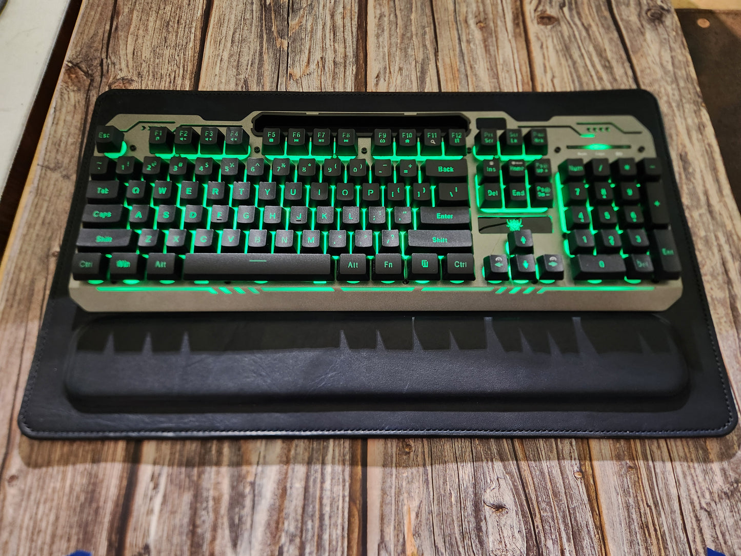 Full-Grain American Leather, Keyboard Mat with Wrist Support + Matching Mouse Pad Set | Handmade in the USA
