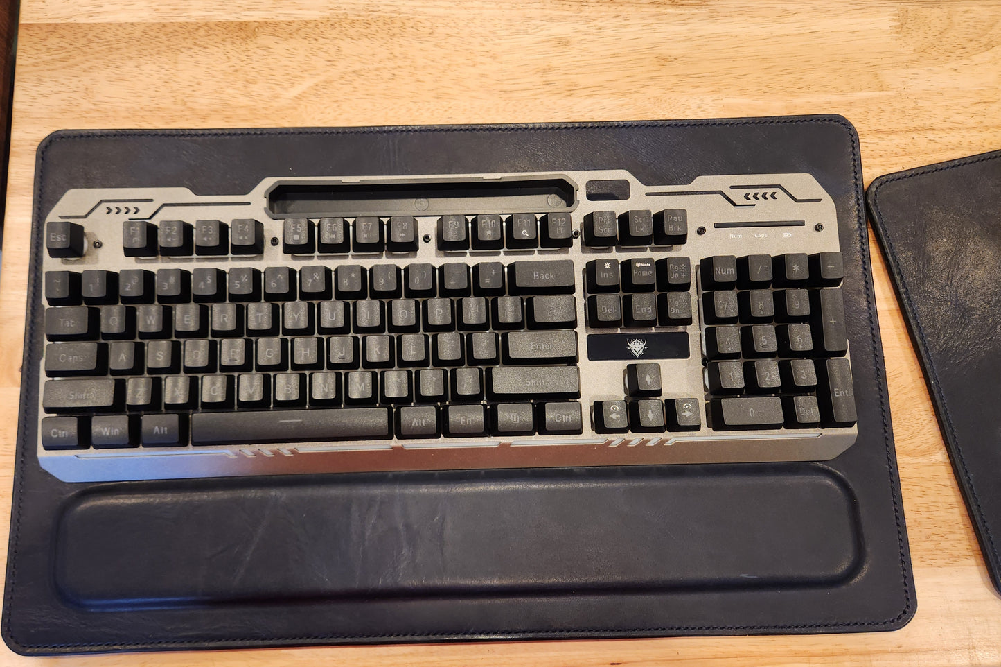 Full-Grain American Leather, Keyboard Mat with Wrist Support + Matching Mouse Pad Set | Handmade in the USA