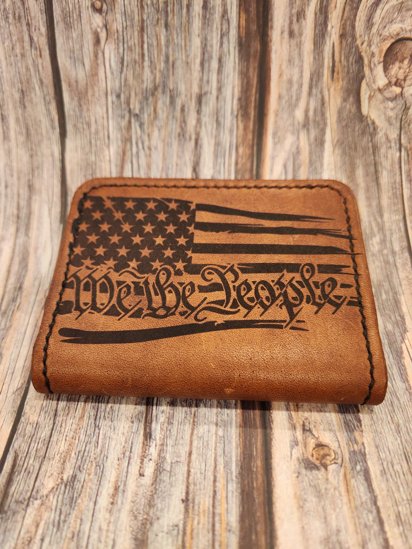 Handmade Full-Grain American Leather Wallet | Personalized Laser Engraving Options And Patriotic Designs | Handmade in the USA
