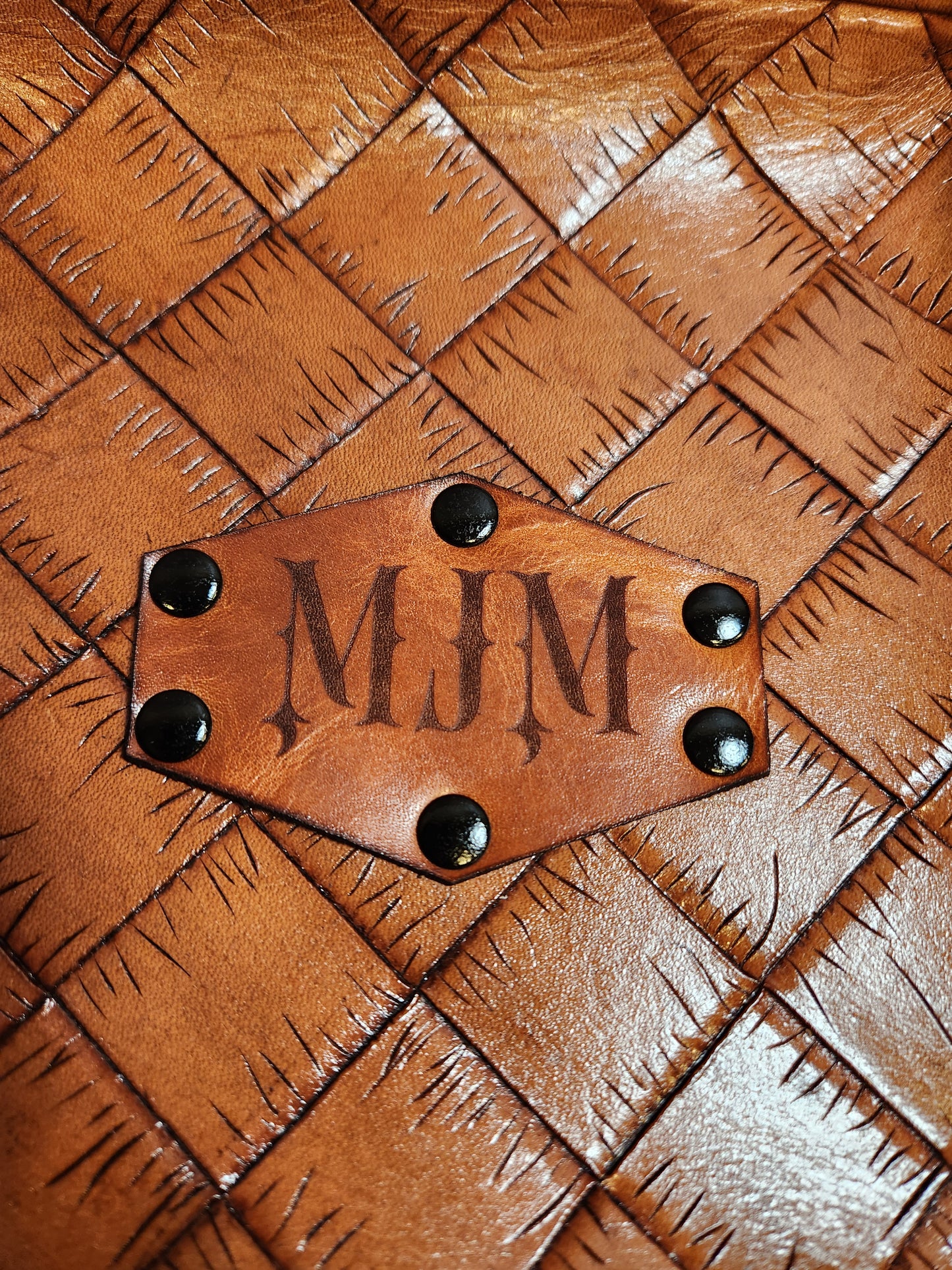 Hand-Tooled, Full-Grain American Leather Valet Tray With Custom Copper Rivets – Personalized Catchall | Handmade in the USA