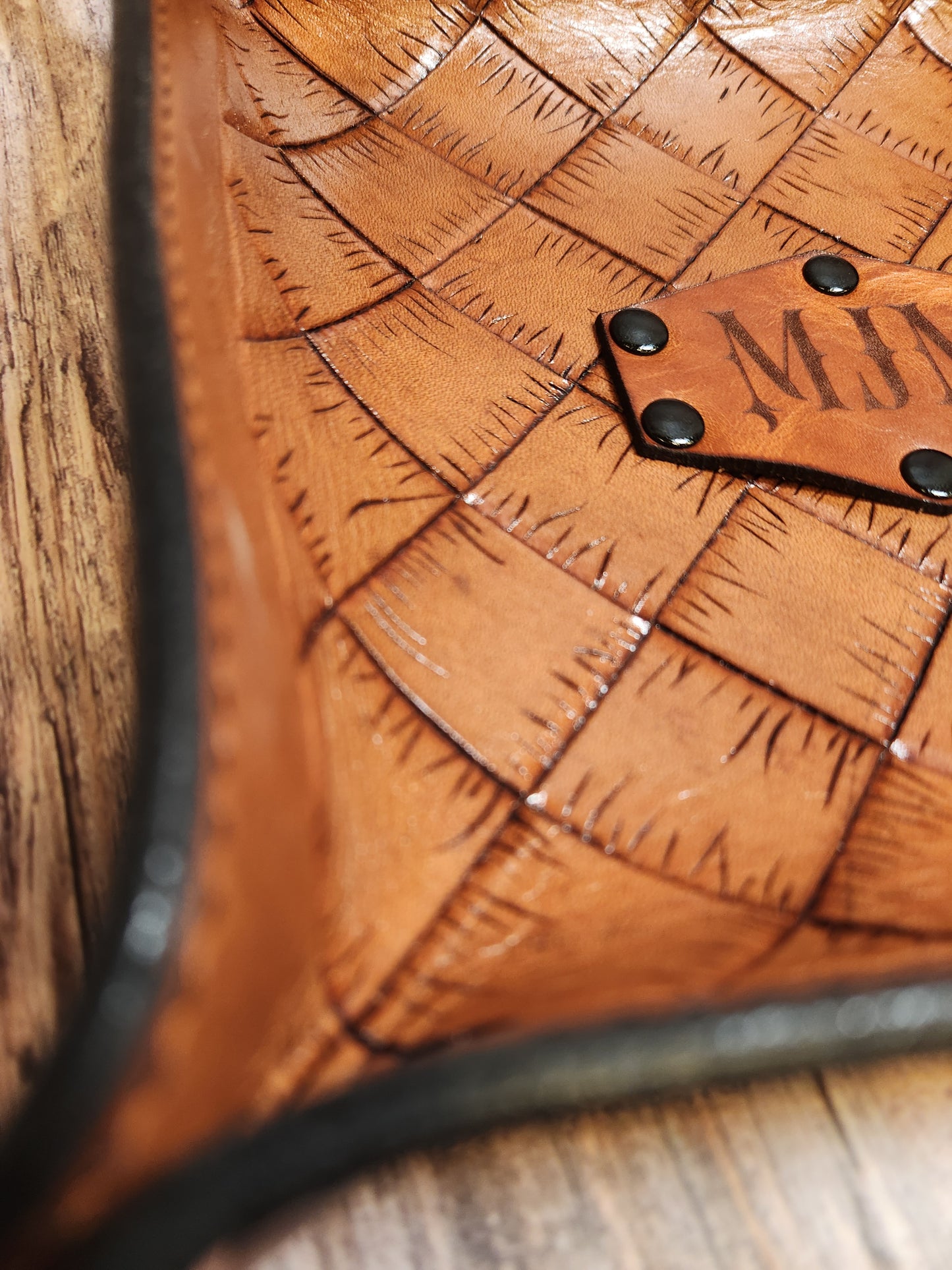 Hand-Tooled, Full-Grain American Leather Valet Tray With Custom Copper Rivets – Personalized Catchall | Handmade in the USA