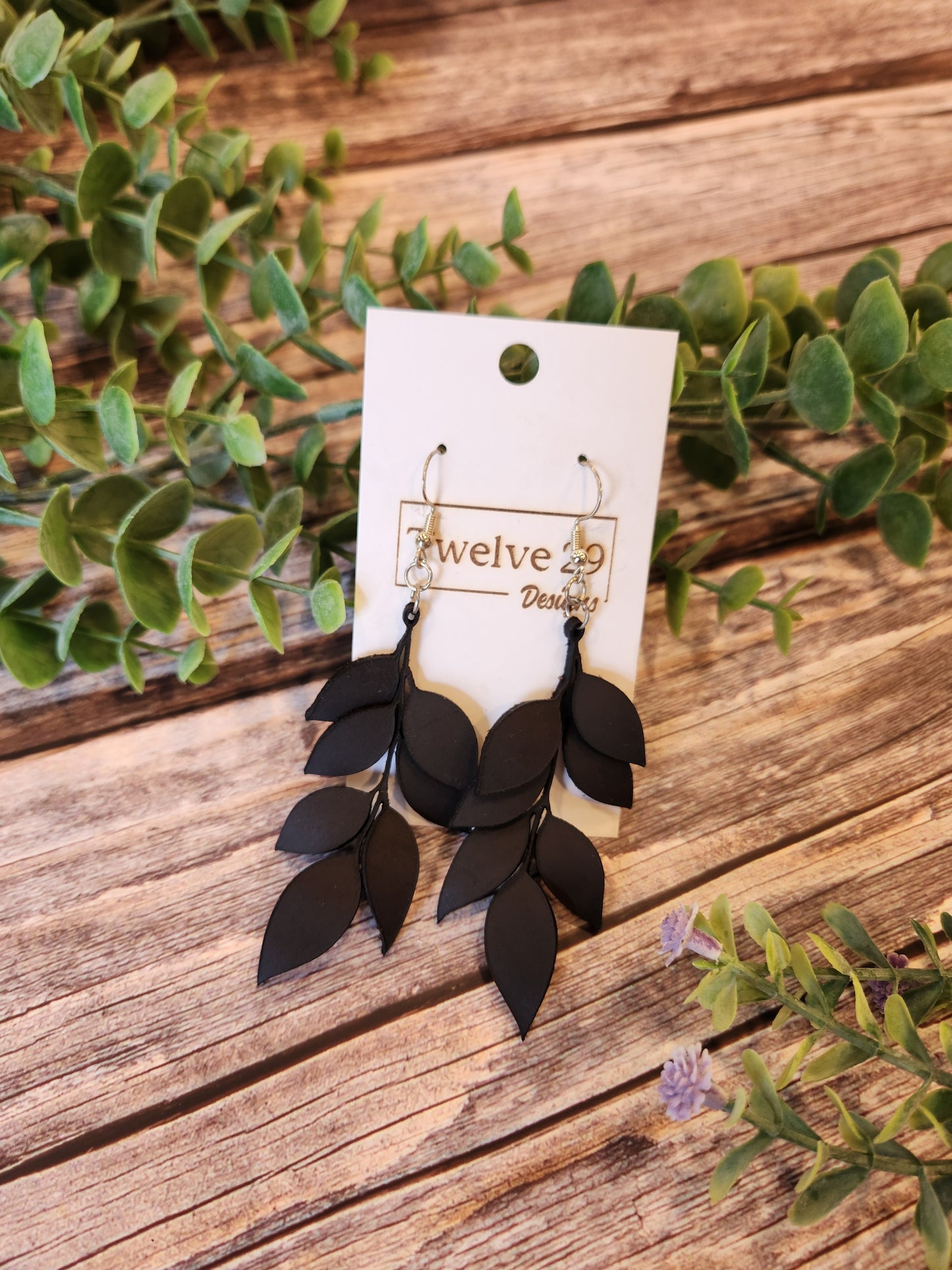 Leather Boho Inspired Leaf Earrings