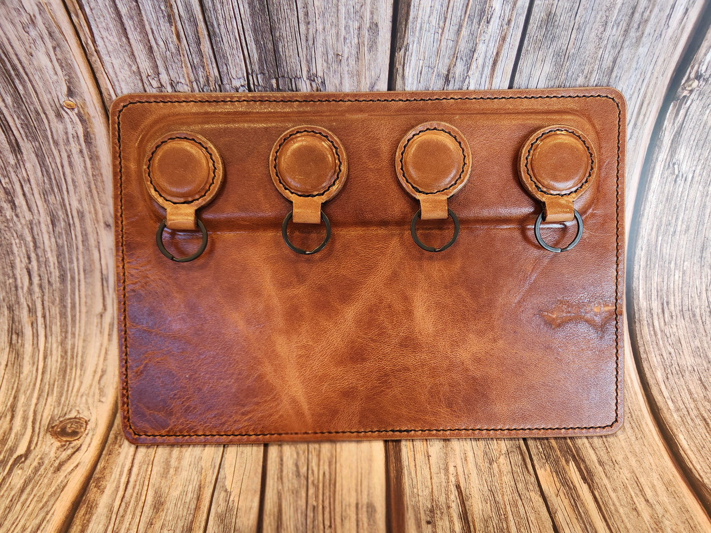 Personalized Full-Grain American Leather, Magnetic Key Station Custom Engraved | Handmade in the USA