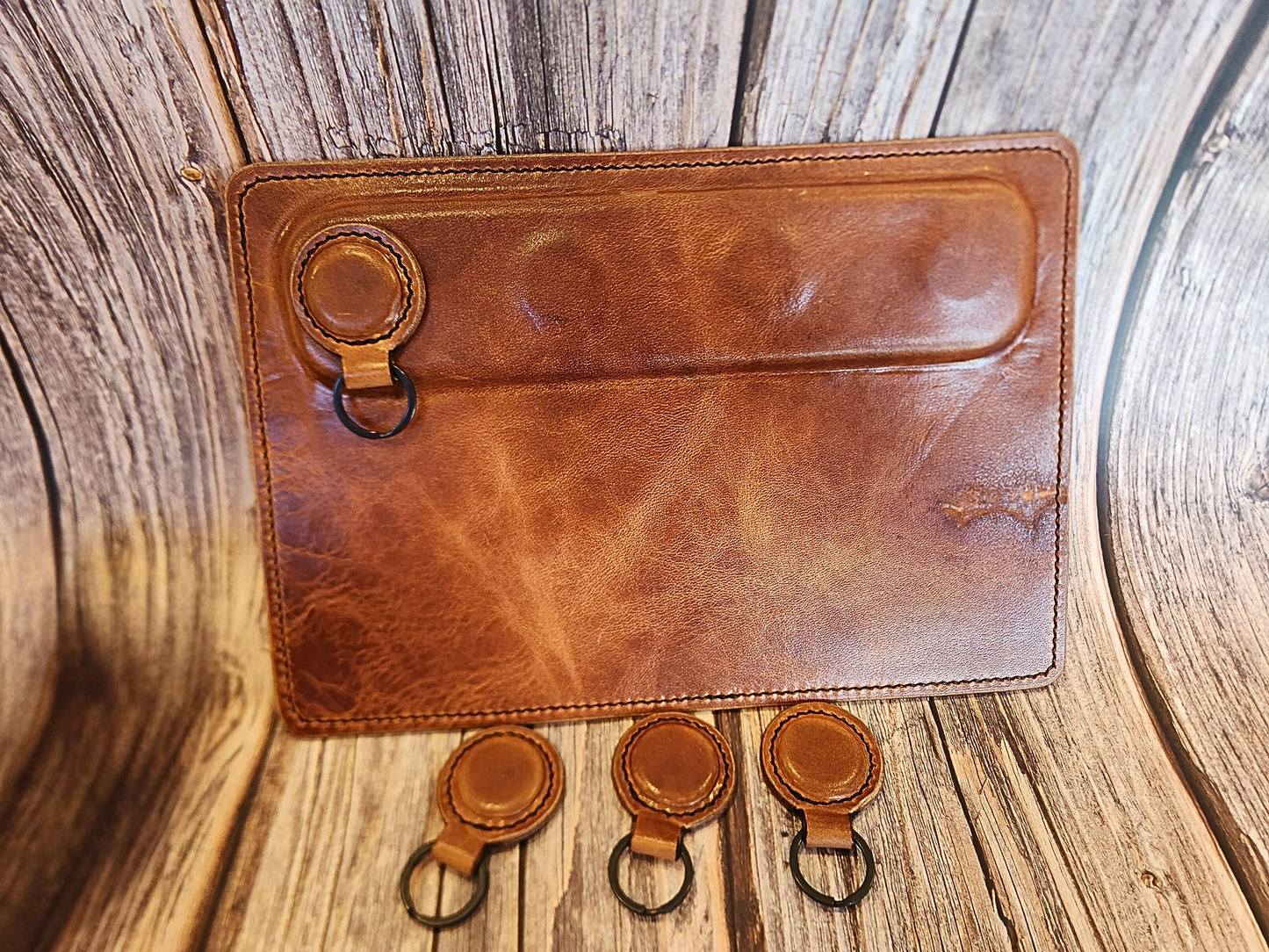 Personalized Full-Grain American Leather, Magnetic Key Station Custom Engraved | Handmade in the USA
