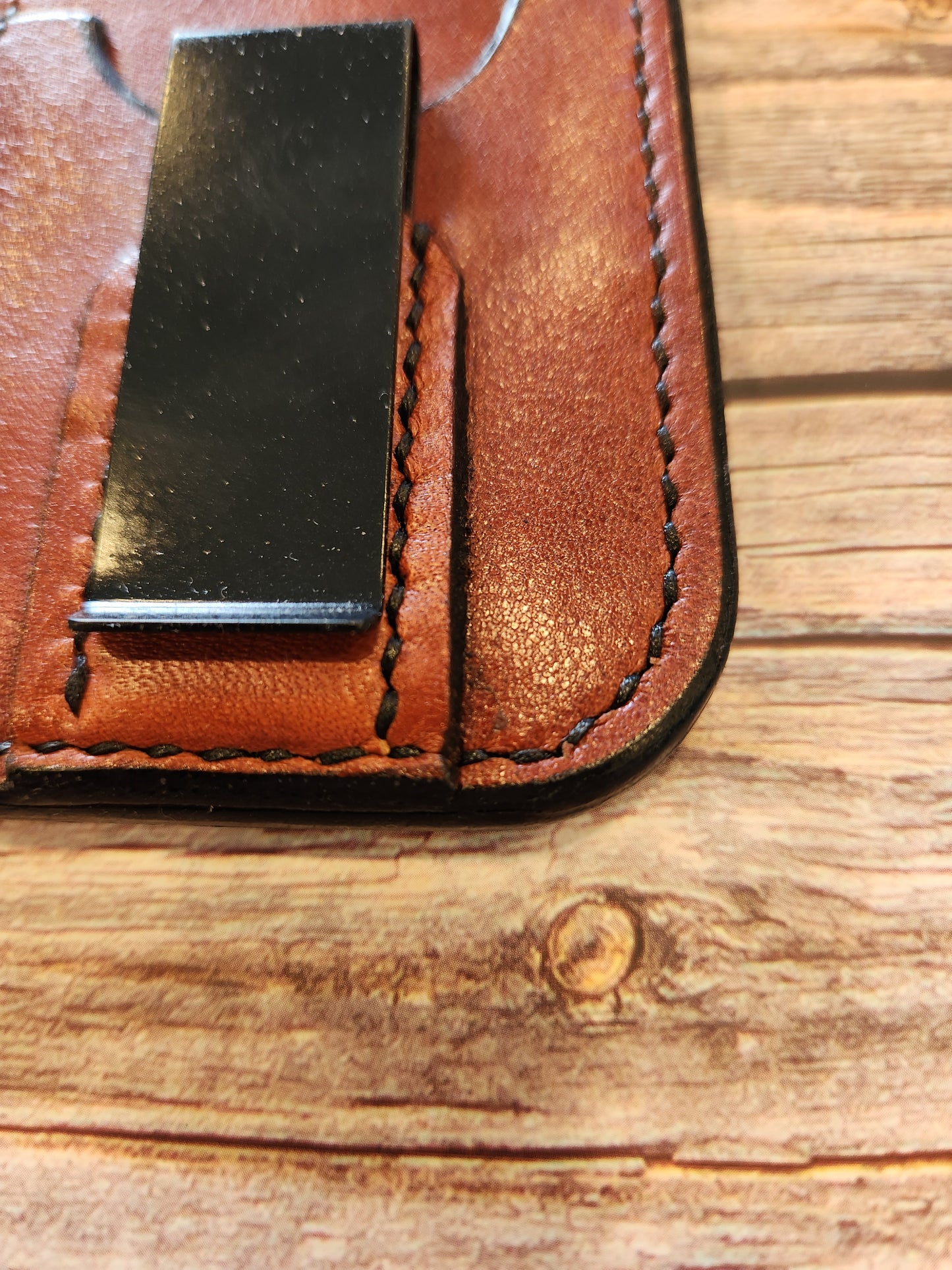 Slim Leather Card Wallet with Metal Money Clip – Handmade Minimalist Wallet