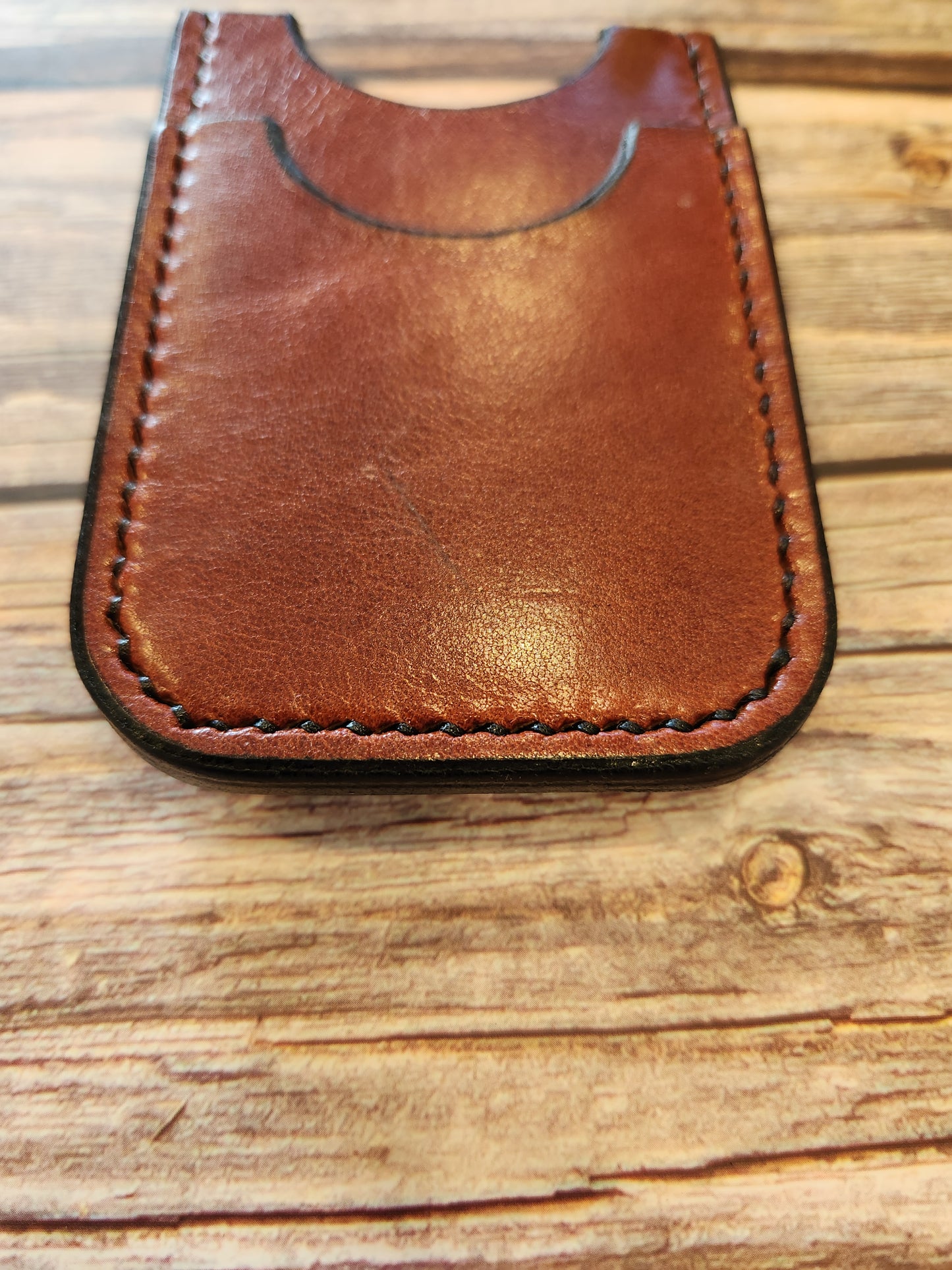 Slim Leather Card Wallet with Metal Money Clip – Handmade Minimalist Wallet