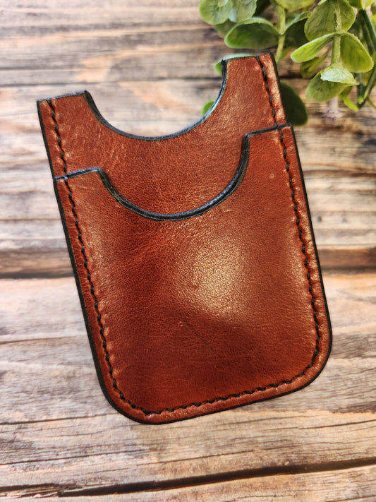Slim Leather Card Wallet with Metal Money Clip – Handmade Minimalist Wallet