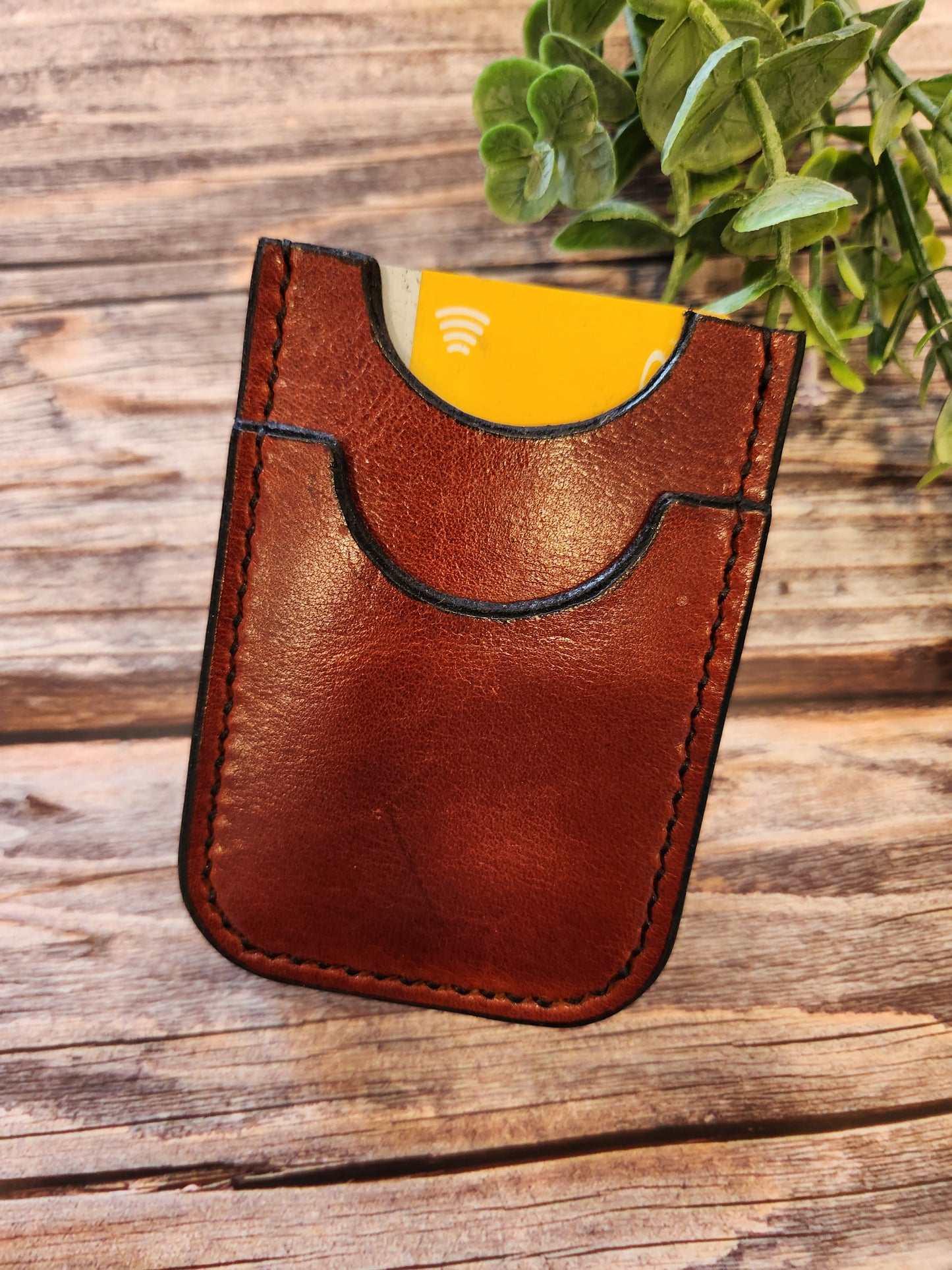 Slim Leather Card Wallet with Metal Money Clip – Handmade Minimalist Wallet